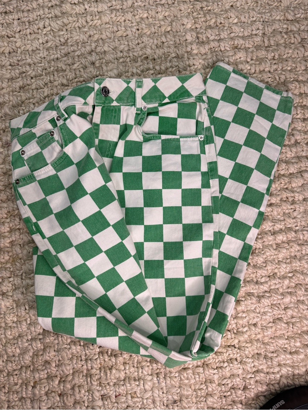 ASOS Green and White Checkerboard Kids Jeans